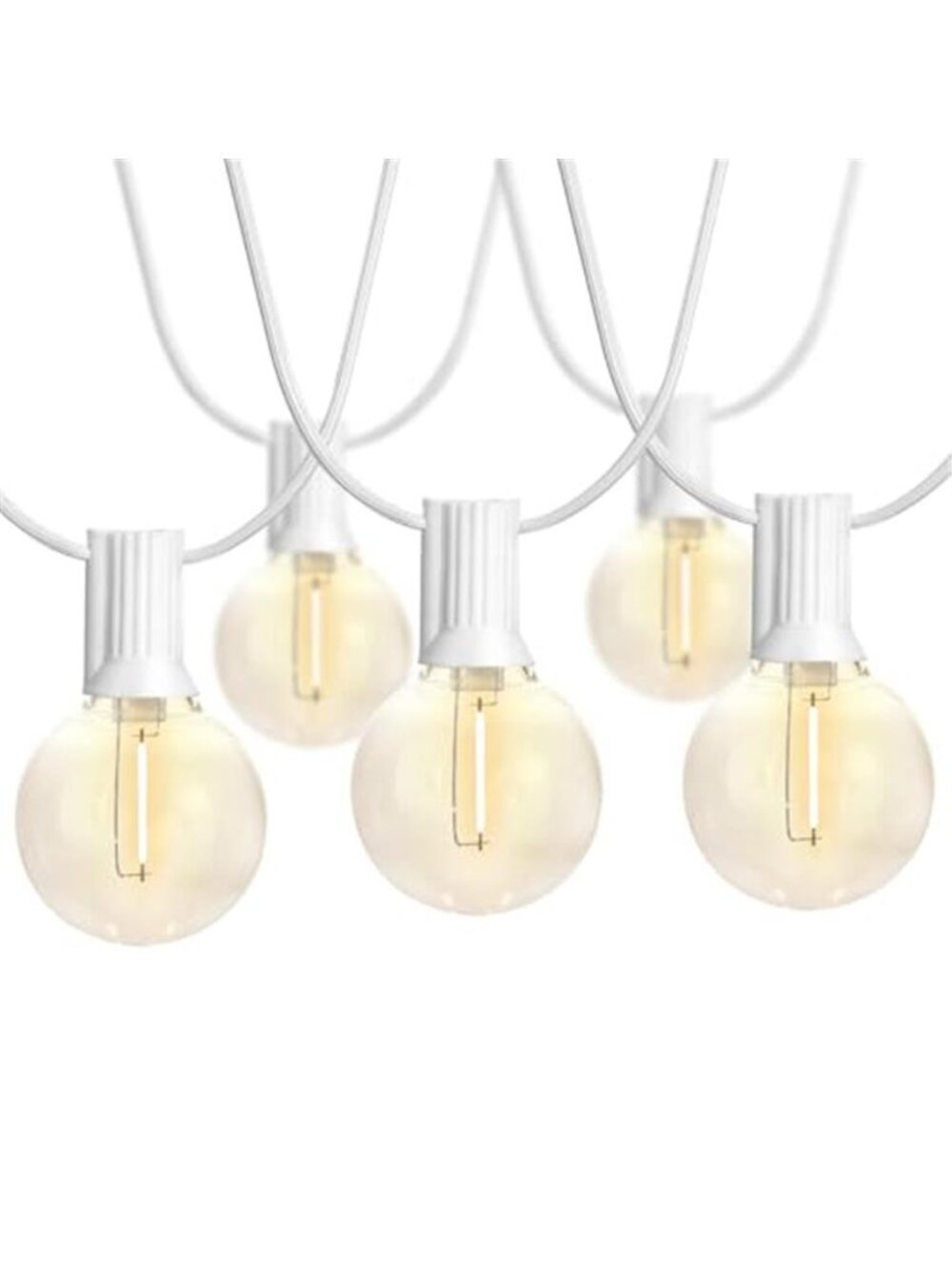 White Outdoor String Lights, 48FT White Patio Lights with 25 G40 Shatterproof